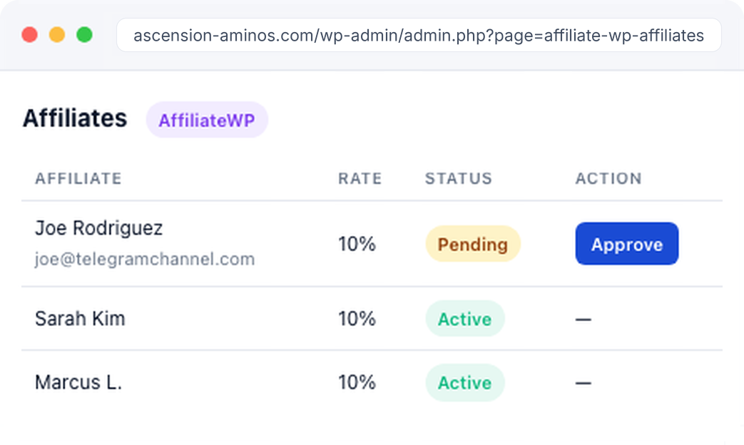 AffiliateWP payout flow with Same-Day Bank Payment