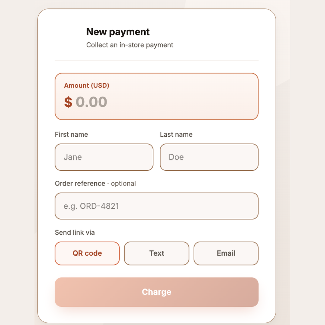 Cashier screen